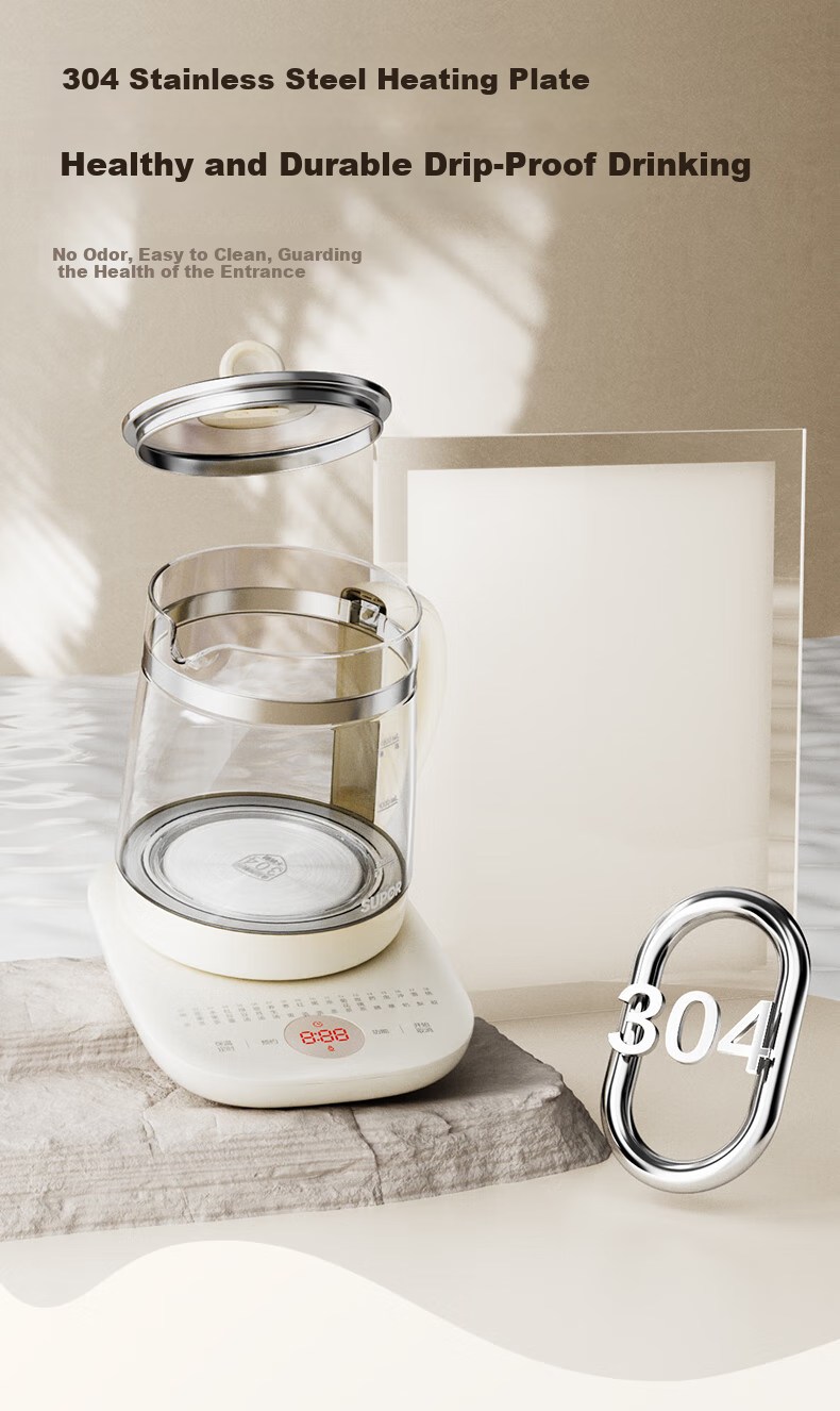 SUPOR Health Pot 2.9L SW-29YQ30 Glass Herbal Tea Kettle Electric Water Boiler Titanium Health Kettle 12