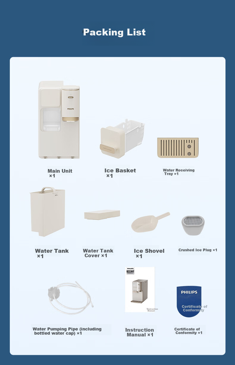 PHILIPS Ice Maker And Water Dispenser, Cooling And Heating Type, Ice Machine for Smoothies And Cubes, No Installation Required, All-In Four-In Water Dispenser, ADD8240 Bingjing C1 31
