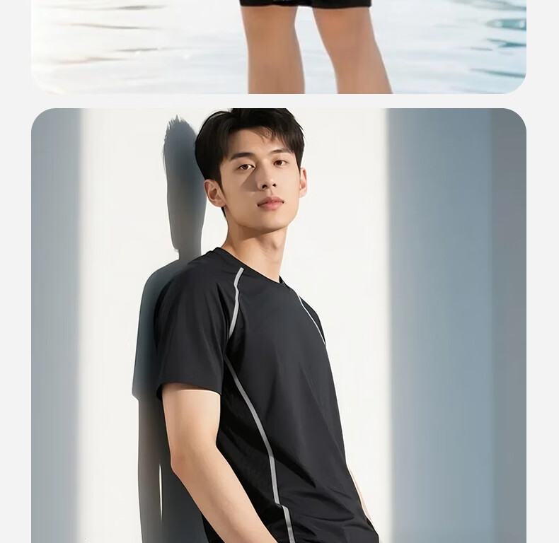 Anta Men's Swim Trunks Summer 2025 New Double-Layer Quick-Dry Casual Beach Shorts Swimming Navy Blue L 13