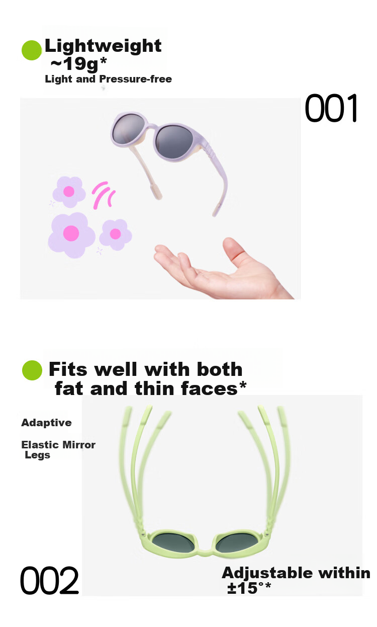 Beneunder Children's Sunglasses, Polarized Sunglasses for Boys And Girls, UV Protection, Baby Sunshades 13