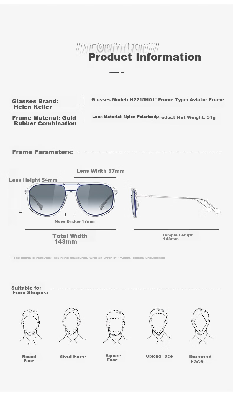 HELEN KELLER Sunglasses for Men And Women, Non-Polarized HUD Car LCD Driving Glasses H2215N39 8