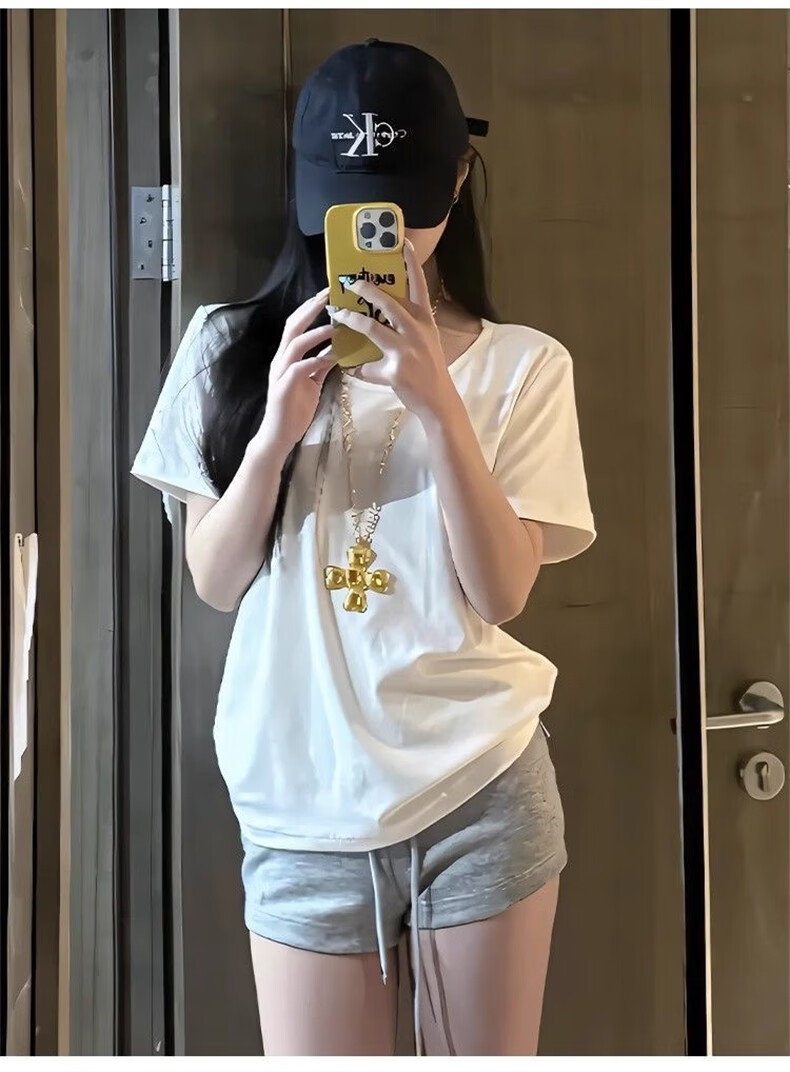 Langsha Women's Sports Shorts 2026 New American Slimming Three-Quarter Casual Drawstring High-Waist A-Line Hot Pants 10