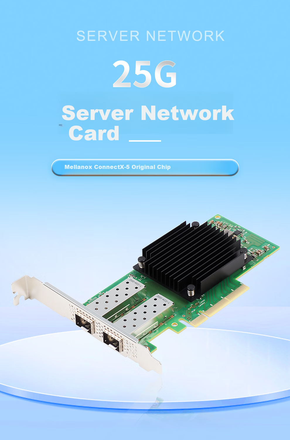 FLYBISH PCIe X8 25G Dual-Port Fiber Optic Mellanox ConnectX-5 Chip 25G Dual-Port Network Card Compatible with MCX512A-ACAT Supports RDMA Server Network Card 1