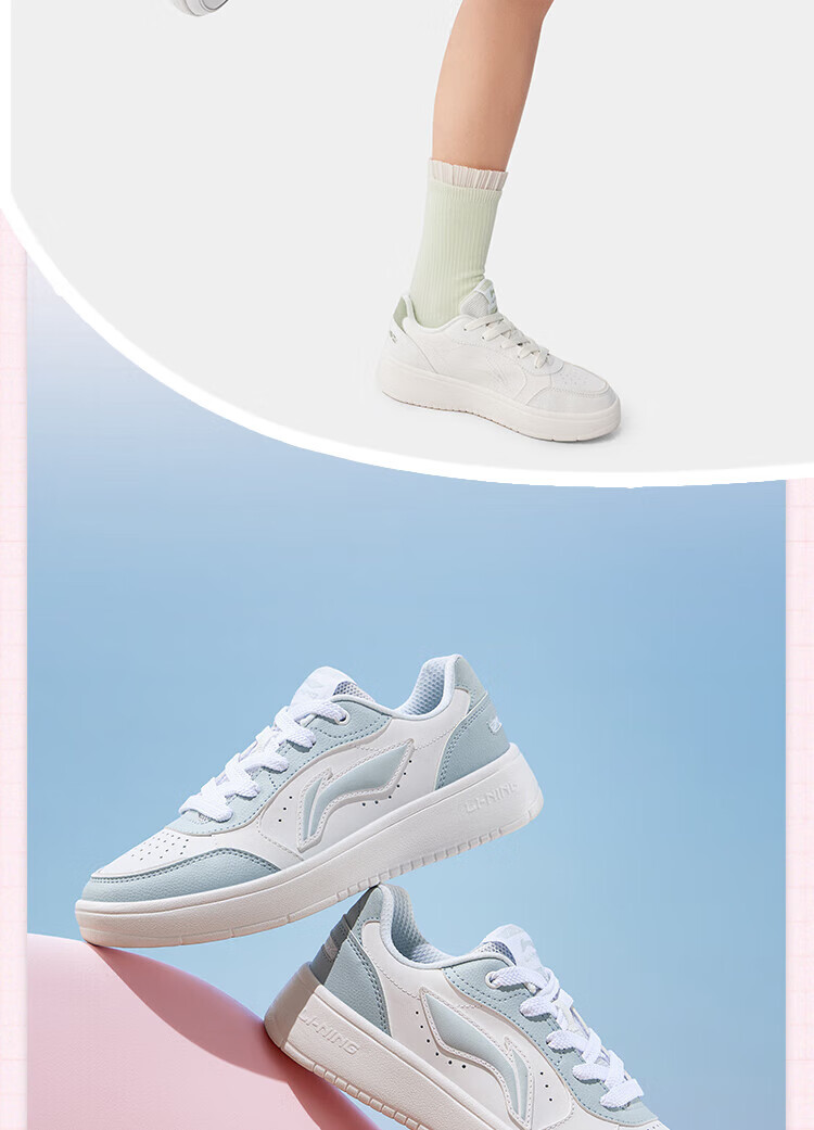LI-NING Floating Boat Women's Low-Cut Breathable White Sneakers Classic Lightweight Sports Casual Shoes Comfortable Versatile Shoes for Women 11