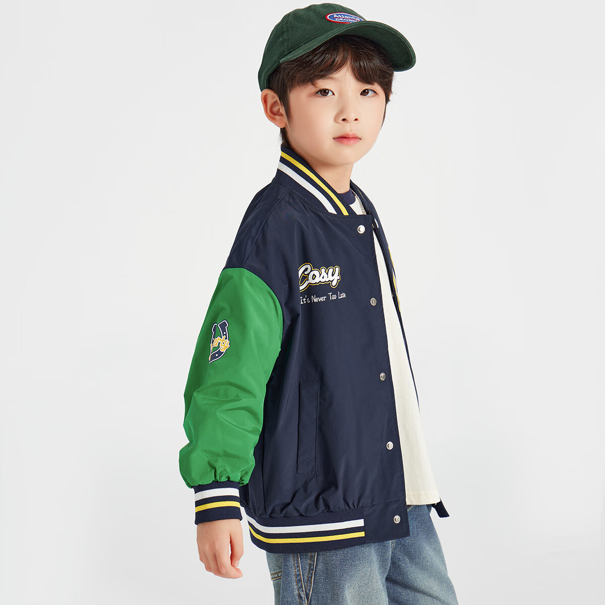 Duoduojia Boys' Baseball Jacket, Spring And Autumn Style, Korean Version, Preppy Style, Boys' Outerwear, Children's Casual Cool Coat