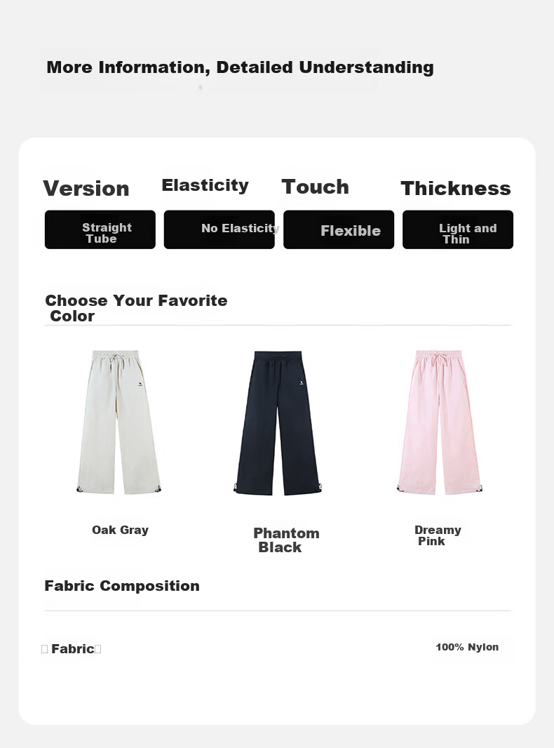 CAMEL [Mangyou] Women's Sports Pants, New Spring And Summer Lightweight Sun Protection Trousers, Loose Wide-Leg Straight Casual Long Pants 3