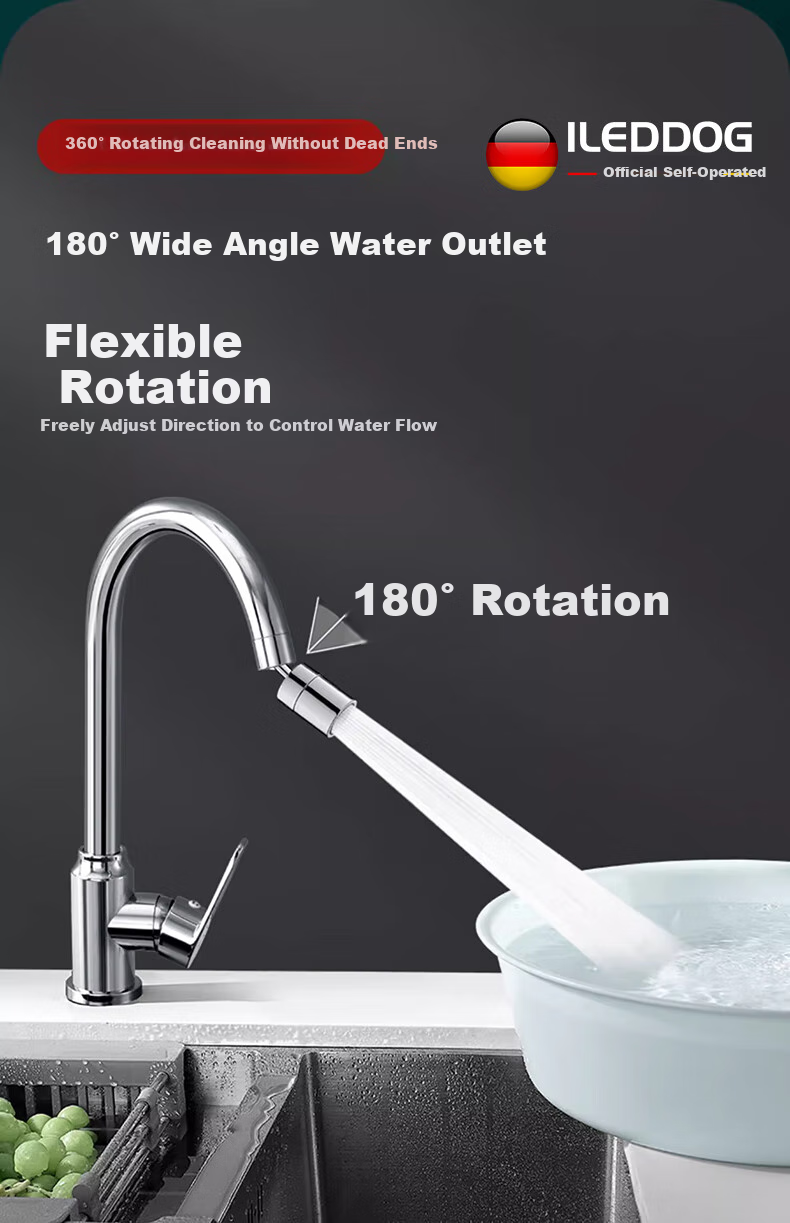 ILeddog [Germany] Kitchen Faucet, Dual Temperature And Control, Dishwashing Sink, 360° Rotating Anti-Splash Tap, CFLT-GY2D 9