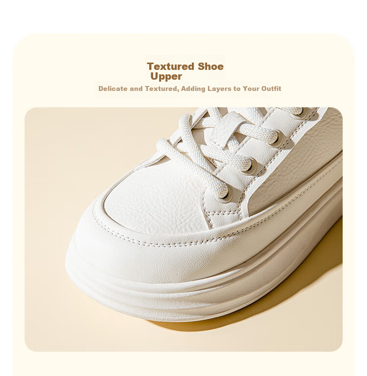 RED DRAGONFLY Women's Shoes, 2026 Autumn White Sneakers, Thick-Soled Heightening Versatile Casual Lightweight WPB15049, Apricot Color, Size 35 3
