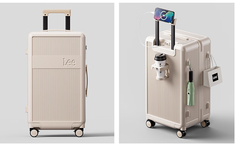 Lee High-Quality Large-Capacity Thickened Suitcase, Trolley Case, Travel Luggage, Password Lock Box, Aurora White, 28 Inches 31