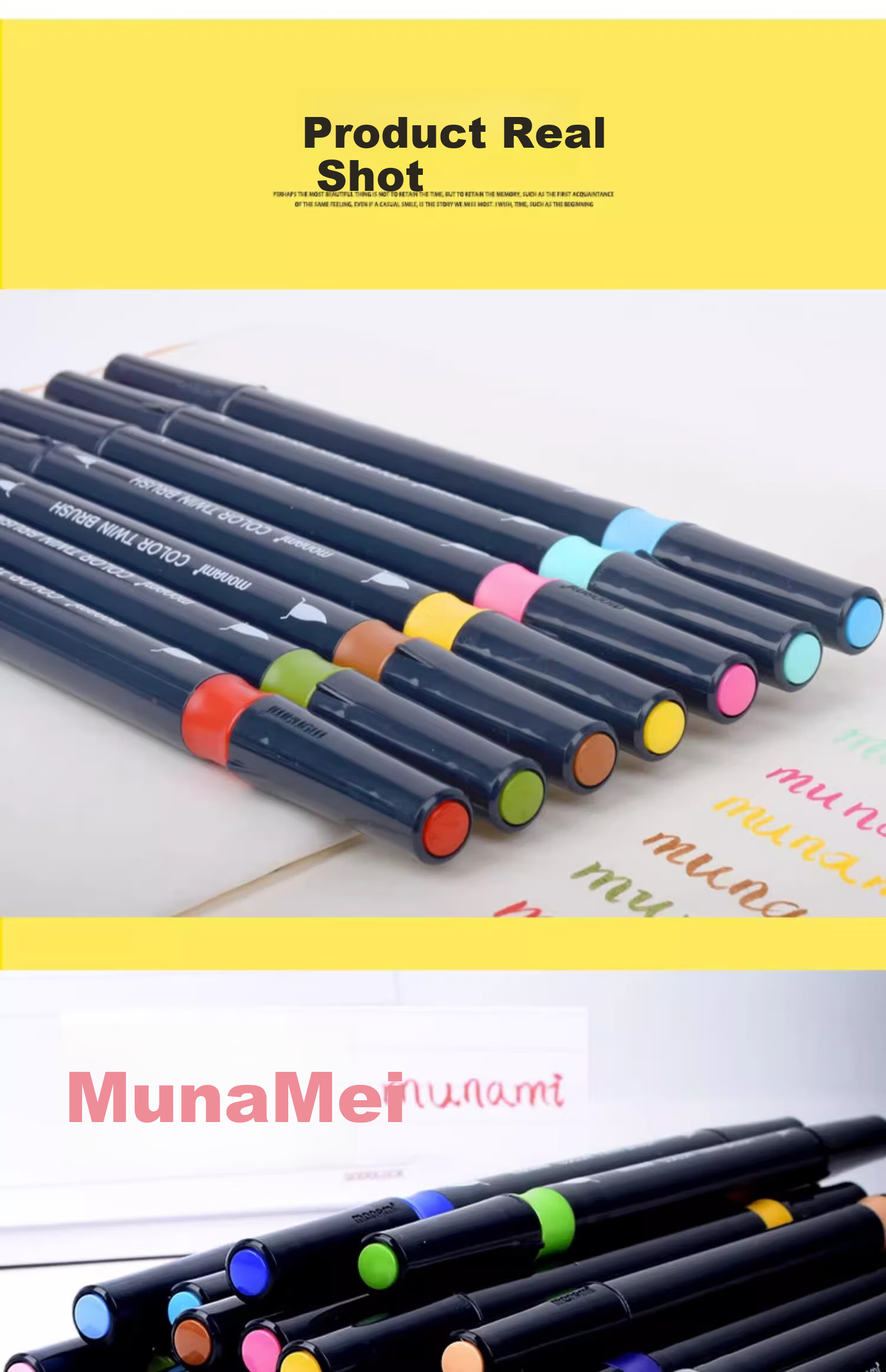 Monami Colorful Showy Brush, Soft Tip, Elastic Journal Brush, English Calligraphy Brush, Macaron 6-Color Set 04038Z06-DP Watercolor Brush 9