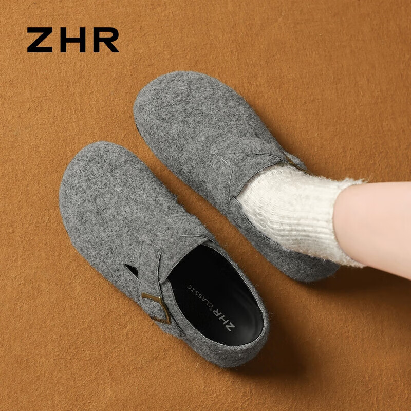 ZHR Birkenstock Women's New Casual Slip-On Flat Shoes JQ07FF Light Gray Size 34