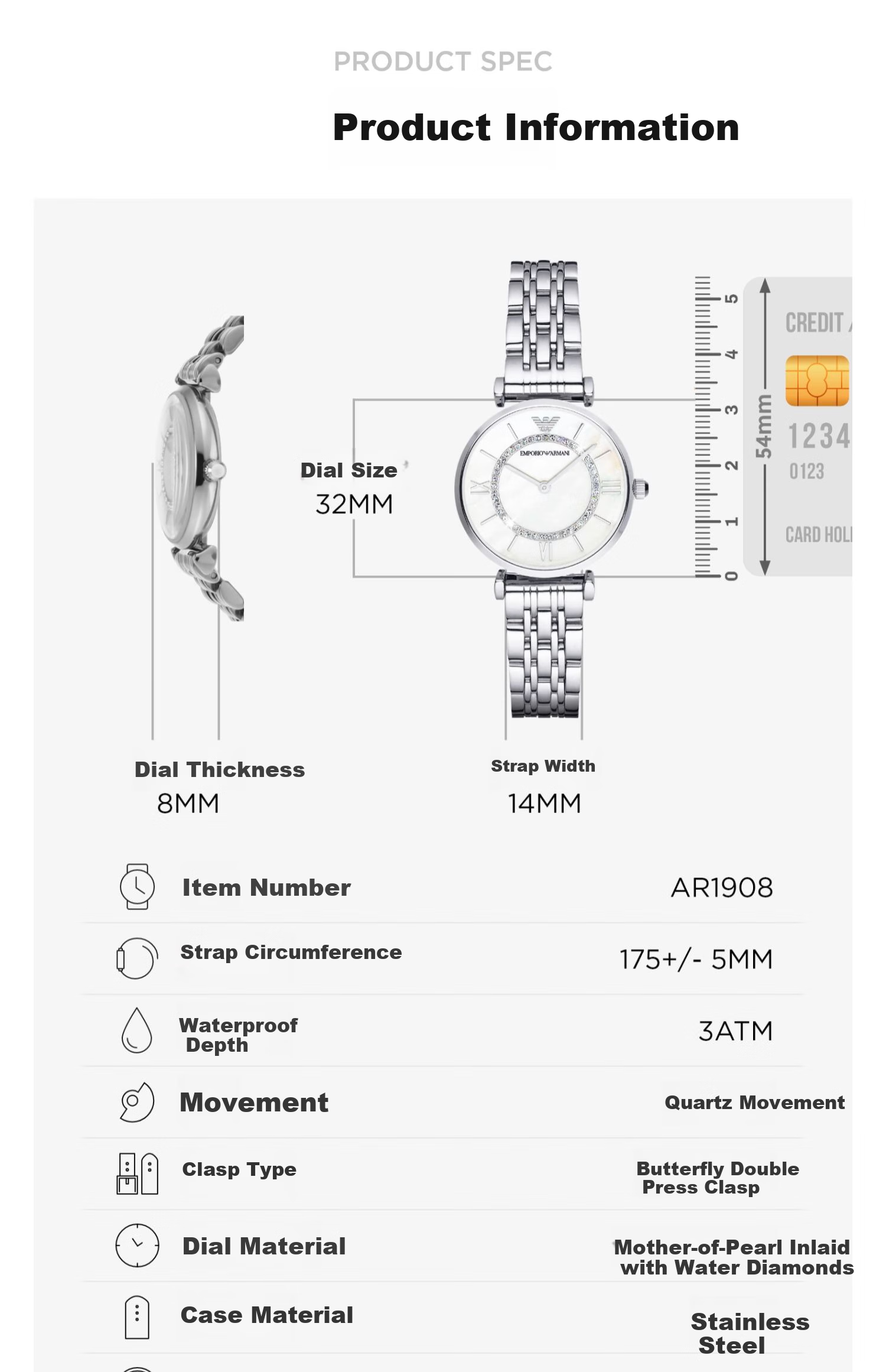 EMPORIO ARMANI Women's Watch, Maitenxing Series Quartz Watch, Birthday Gift for Girlfriend, AR1908 5