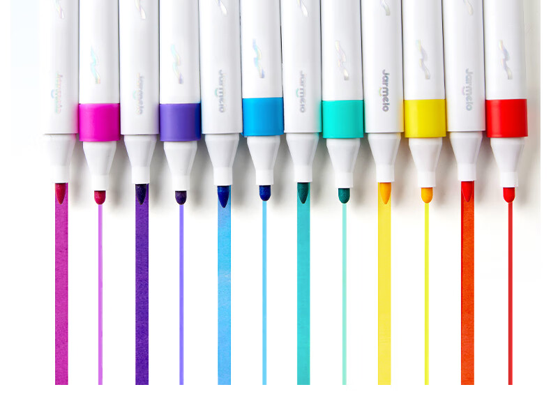 Melo Childhood Kids Double-Ended Erasable Water-Based Whiteboard Markers 12 Colors Educational Drawing Pens for Kindergarten Students Home Doodling 17