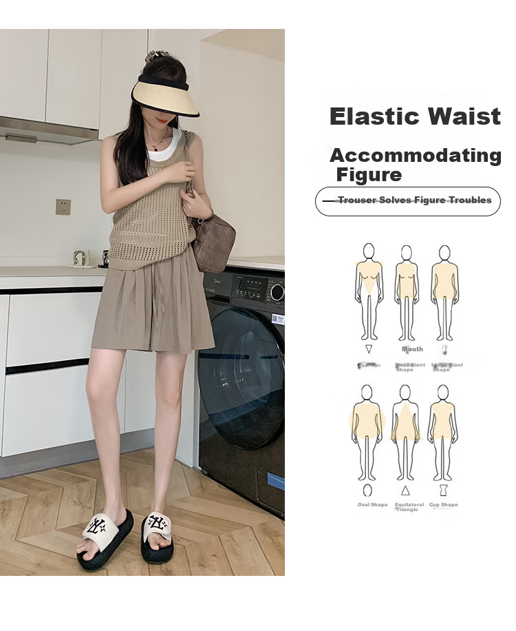 Freedom Style Ice Silk Women's Shorts 2026 Summer New Petite Outerwear Five-Point High Waist Slim Loose Casual Sports Pants 7