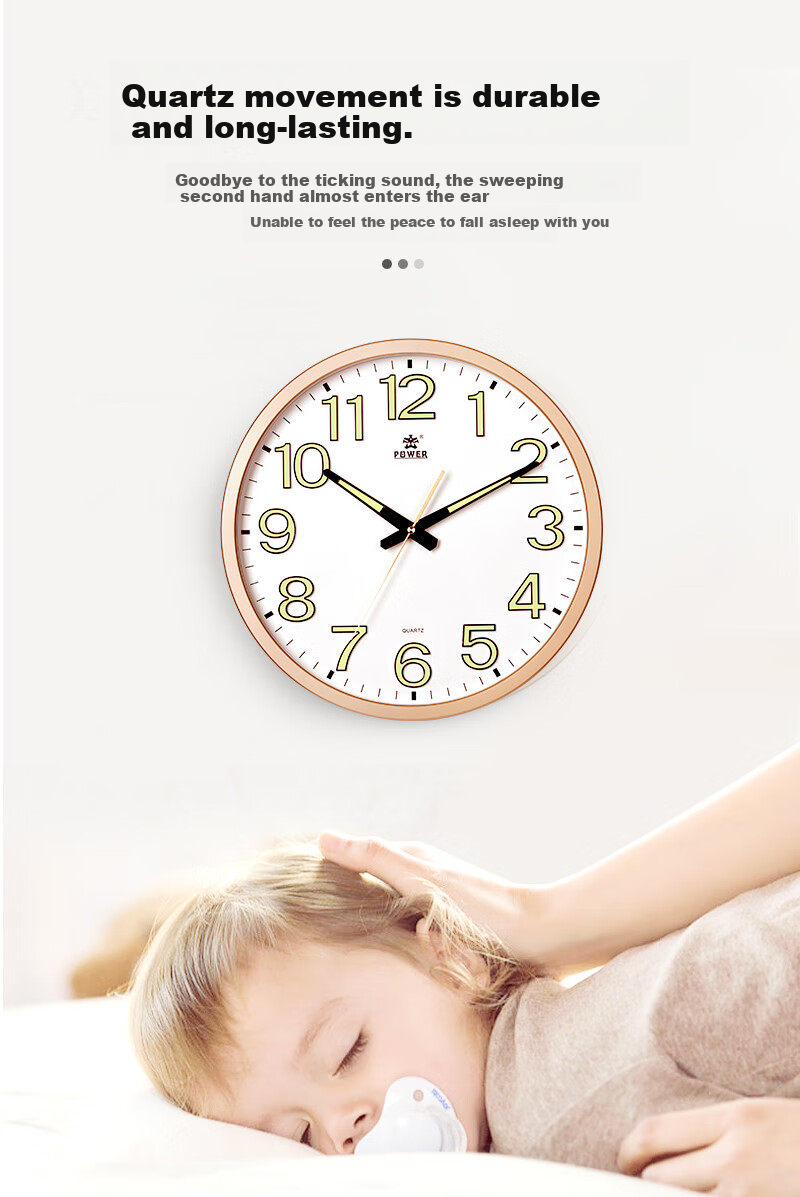 POWER Bawang Clock, Living Room Wall Clock, Simple Wall-Mounted Quartz Clock, 40cm Gold Color BW23012A 2
