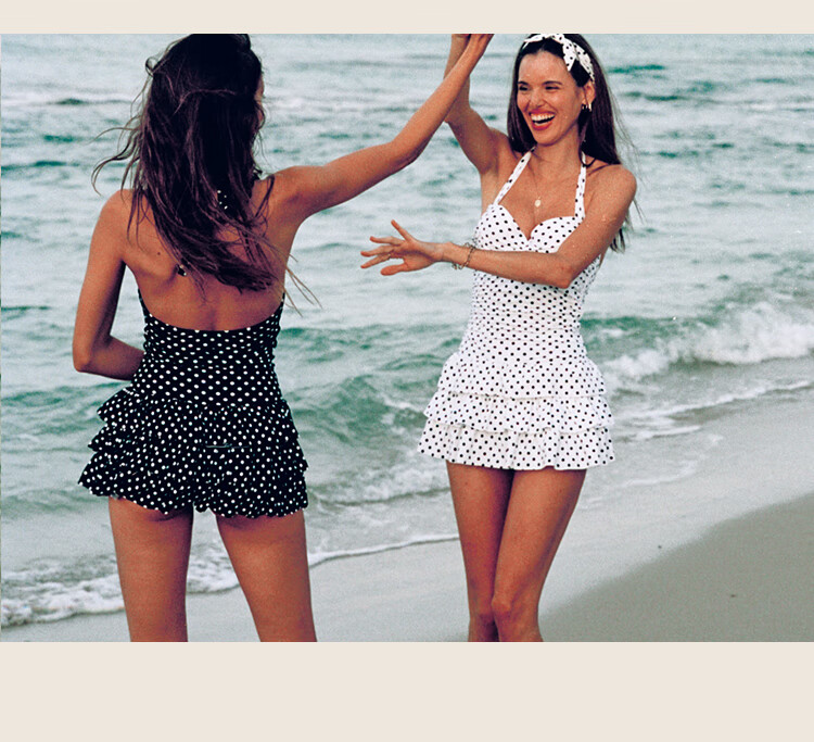 Atlanticbeach 2025 New Beach Vacation Swimsuit, Retro Polka Dot Skirt-Style One-Piece Swimwear, Summer Hot Spring Bathing Suit, Slimming And Concealing 4