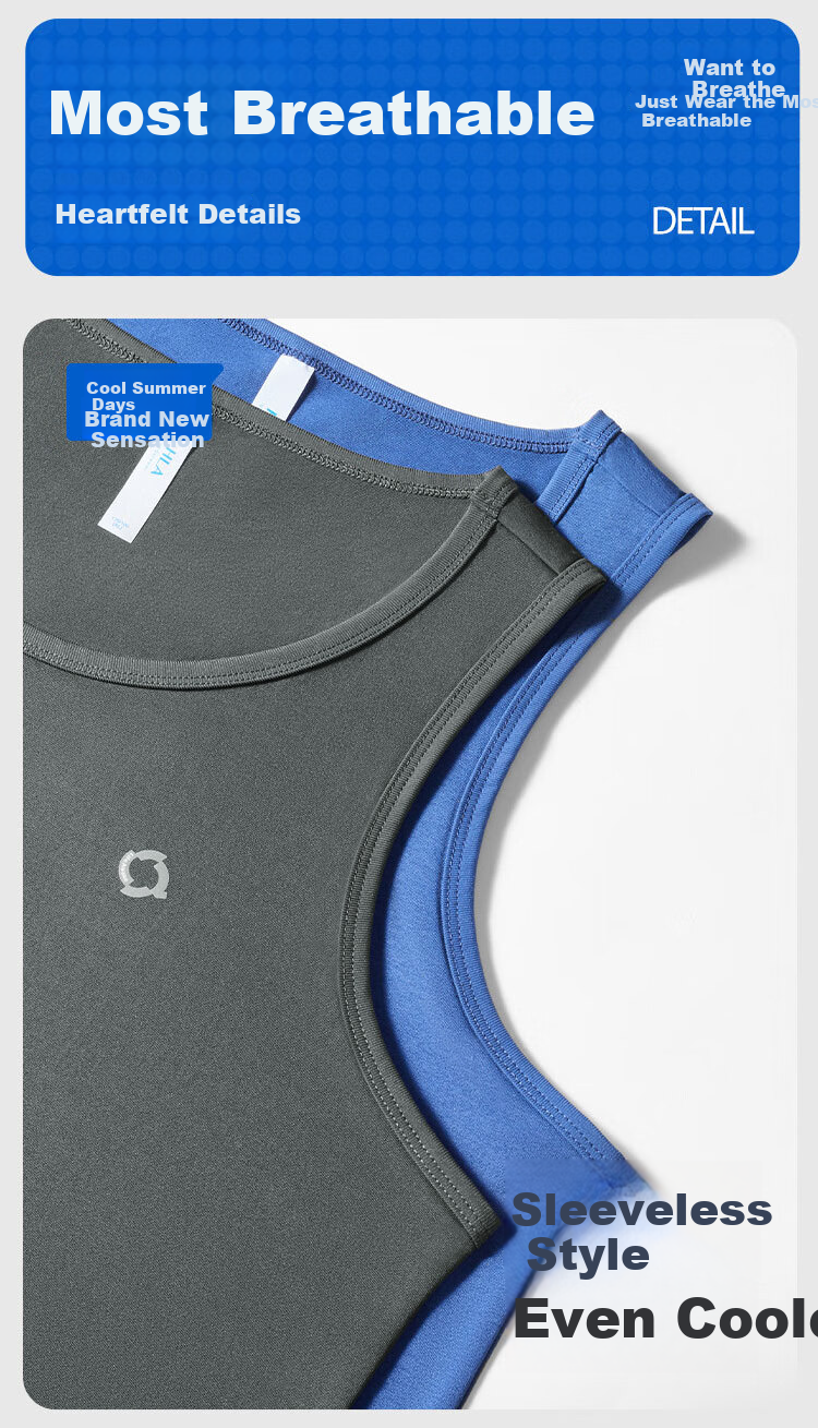 HLA 【Zui Huxi-Air8】Men's Sleeveless Vest Moisture-Wicking Quick-Dry Basic Thin Undershirt 17