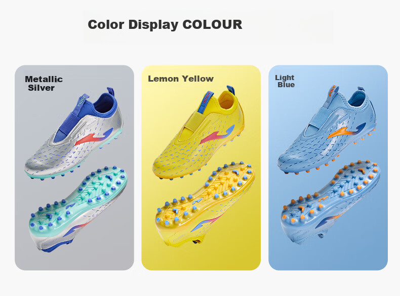JOMA Children's Soccer Shoes, MG Short Studs, for Artificial Turf Fields, Non-Slip, Wear-Resistant, Professional Competition Football Training Shoes, Metallic Silver, Size 33 3