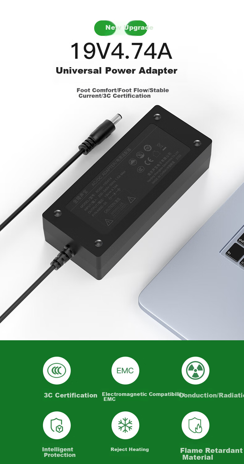 Jinlingshengbao ASUS Laptop Charger, 19V4.74A Power Adapter, Compatible with Lenovo, Toshiba, Guangzheng, Shenzhou, Haier, Jmgo NEW Projectors, 90W, 5.5*2.5mm Power Cord 1