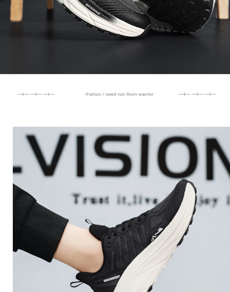 Warrior Men's Shoes 2026 Spring Running Shoes Thick Sole Casual Mesh Sneakers White Yellow Size 41 5