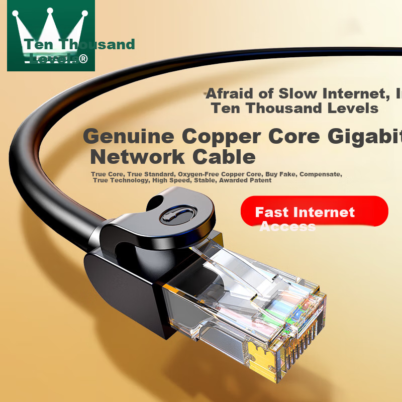 WANJEED Cat6 Ethernet Cable, Gigabit High-Speed 8-Core Twisted Pair Cable, CAT6 Network Engineering Home Computer Monitoring Broadband Patch Cord, Black 8 Meters WJ-122558
