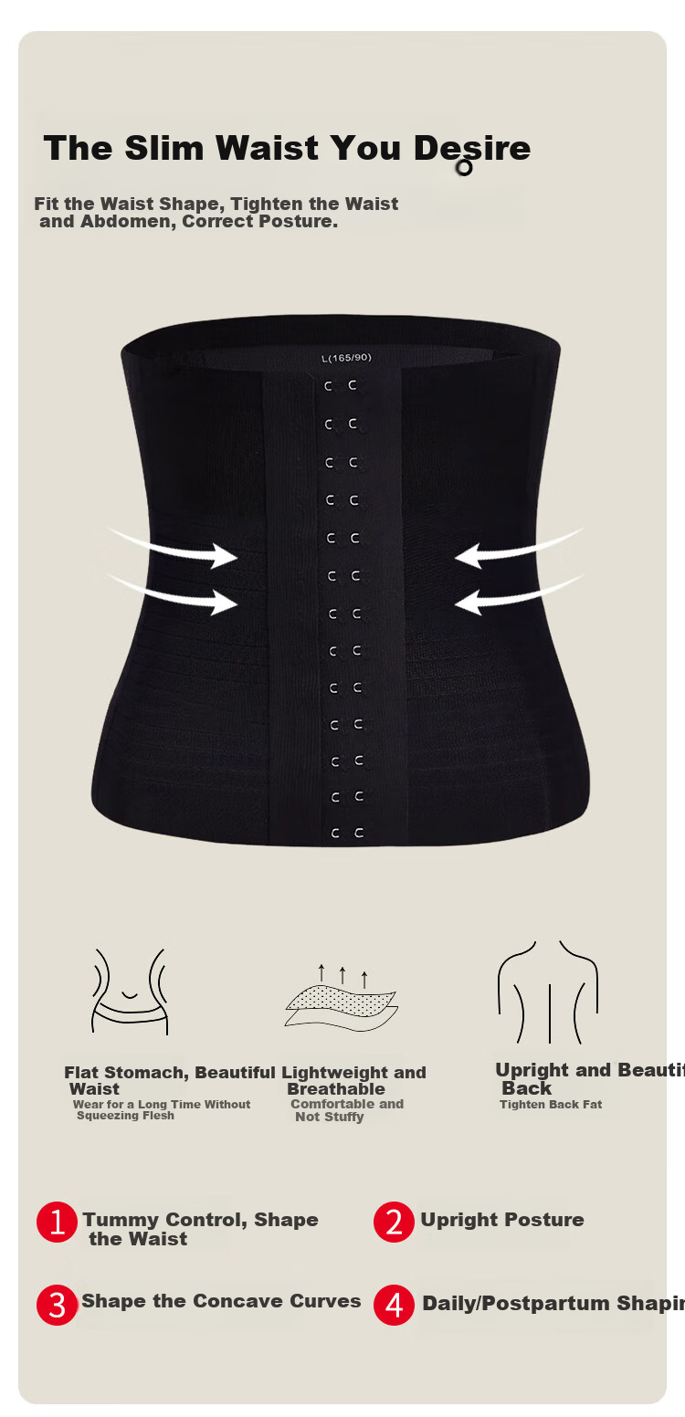 FitonTon Waist Trainer for Women, Shaping Belt, High-Elastic Postpartum Body Shaper, Adjustable Button-Up Tummy Control Belt 4