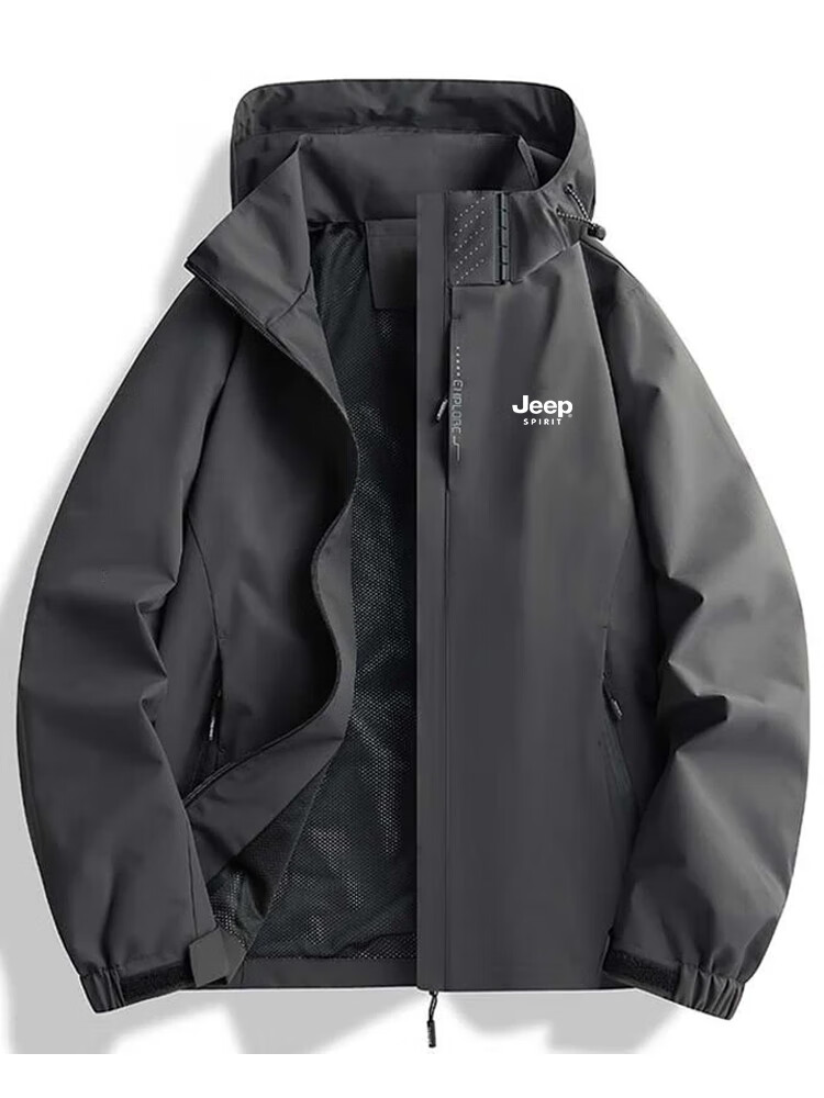 JEEP SPIRIT Men's Summer Casual Lightweight Sun Protection Jacket Comfortable Outdoor Sports Skin Jacket Dark Gray 5XL 12