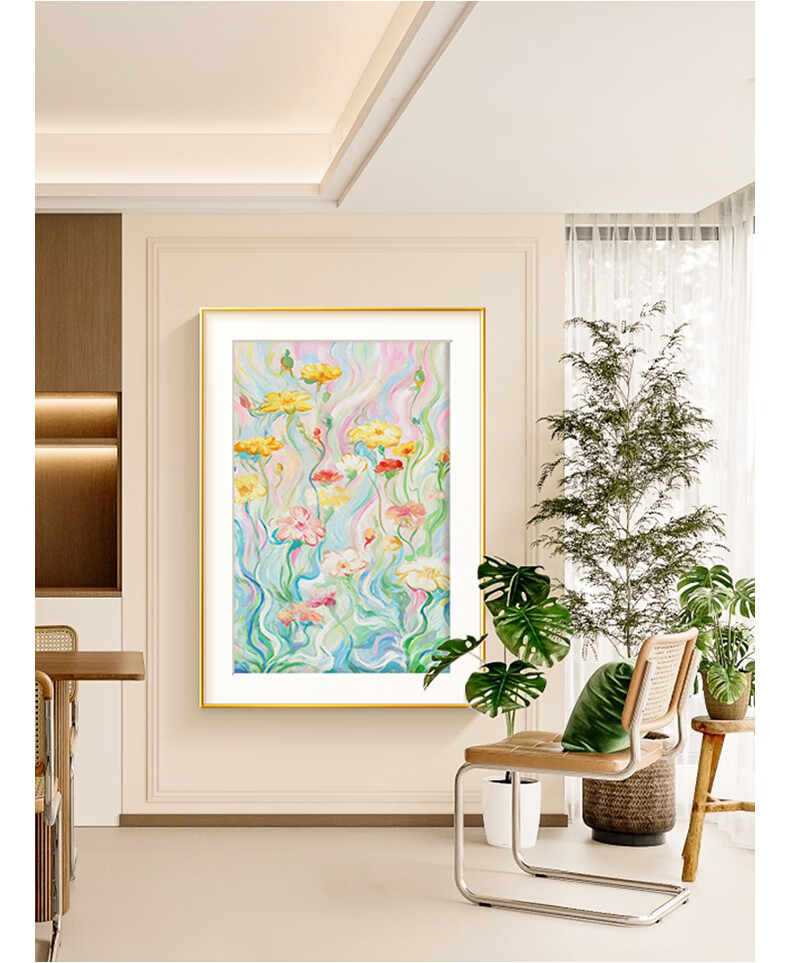 Haojiubujian × Lin Yun, Cream Style Living Room Decorative Painting, Floral Sofa Background Wall Art, Housewarming Gift, Entrance Hallway Hanging Picture 6