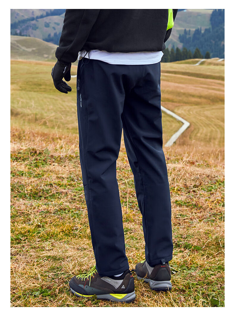 Pioneer Camp Tibetan Wolf Outdoor Softshell Hiking Mountaineering Pants Men's Autumn Windproof Water-Repellent Warm Breathable Straight-Leg Trousers 18