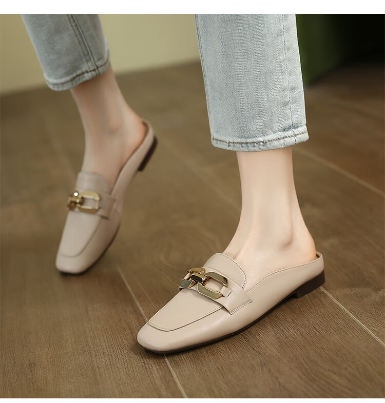 ZHR Zese Women's Square Toe Commuter Slippers One-Step French Mule Half Slippers AH235 Black Size 35 10