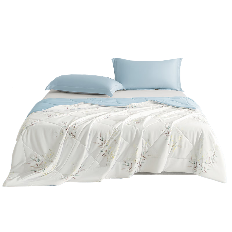 JD Original Ice Silk Summer Quilt, Class A Cooling Air Conditioning Comforter, Skin-Friendly Soft Smooth Machine Washable, 200*230cm, Qingfeng Yeying