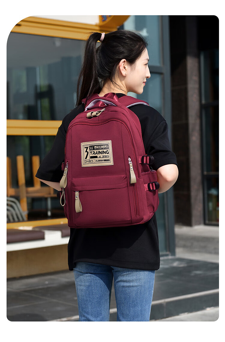 361° Unisex Large Capacity Simple Versatile College Style Backpack Casual Fashion Lightweight Commuter Red 2