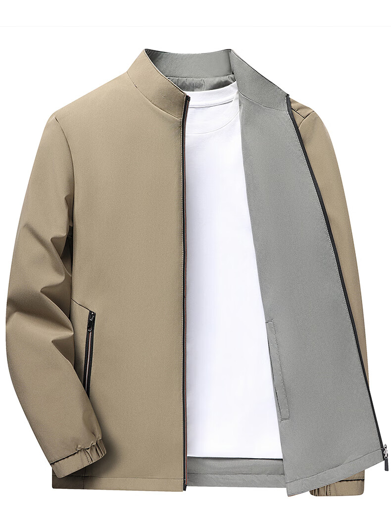 FIRS Double-Sided Wrinkle-Resistant Jacket for Men, Spring And Autumn New Style Business Casual Stand-Collar Short Dad Workwear Coat 8