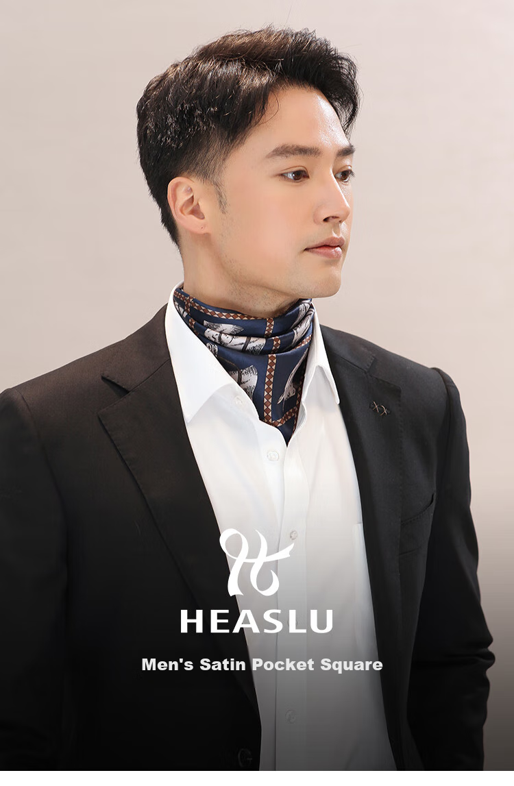 Hangsilu Mulberry Silk Neck Warmer, Men's Satin Business Casual Scarf, Birthday Gift for Husband Or Boyfriend, High-End Present 1