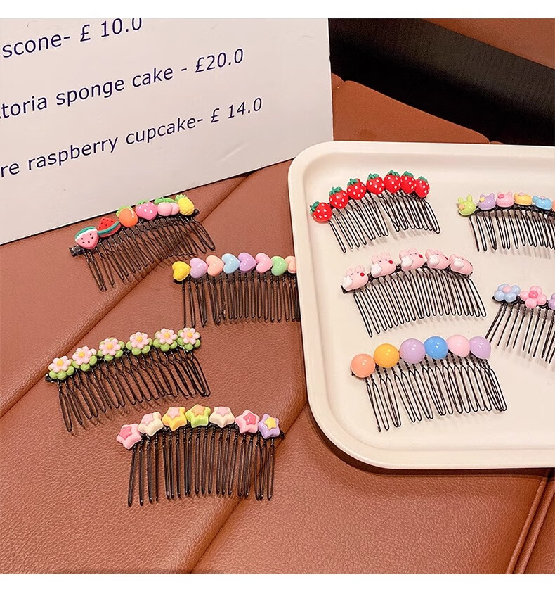 MKING PRETTY Kids Cute Hair Fragment Tool Hair Comb Girls Bang Hair Clip Little Girls Forehead Back Head Hairpin Baby Insert Comb 5