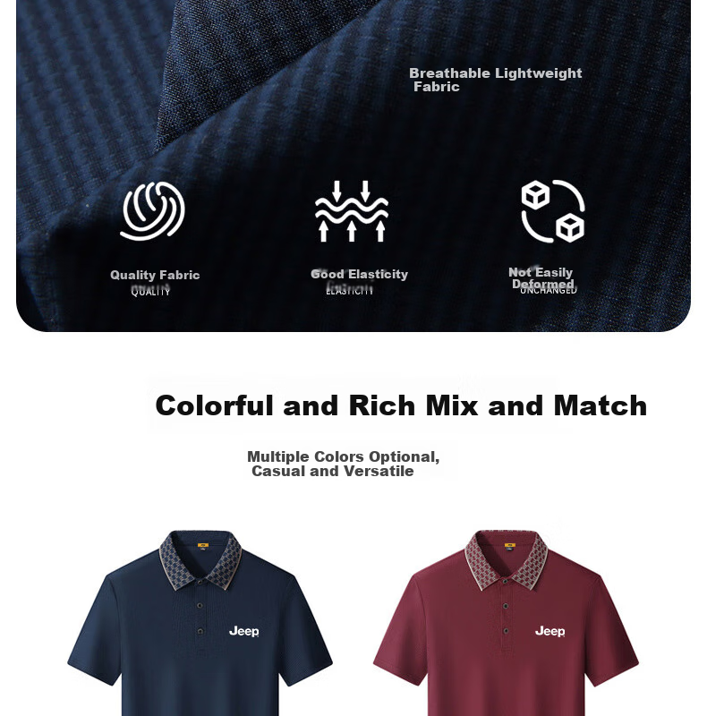JEEP Short-Sleeve Polo Shirt T-Shirt for Men, Father's Day Gift, Turn-Down Collar, Summer Casual, Middle-Aged And Young, New Style, Business Loose Half-Sleeve 6