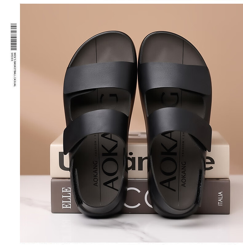 Aokang Men's Summer Sandals Beach Shoes Fashion Outdoor Casual Sports Sandals Birkenstock Style Khaki Size 40 5