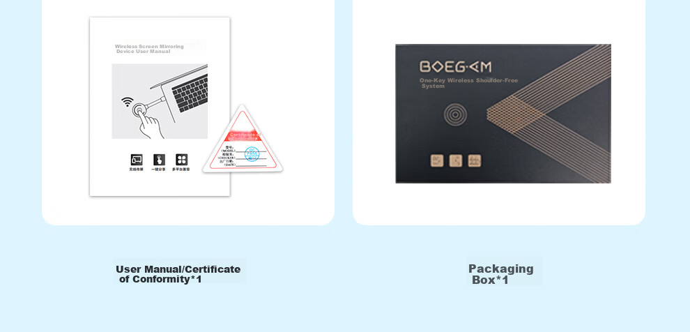 BOEGAM Wireless Screen Mirroring Device for Large TVs And Projectors, Compatible with Smartphones, Tablets, And Computers for Screen Casting, BYOM Application, One Transmitter One Receiver BGOR1000 15