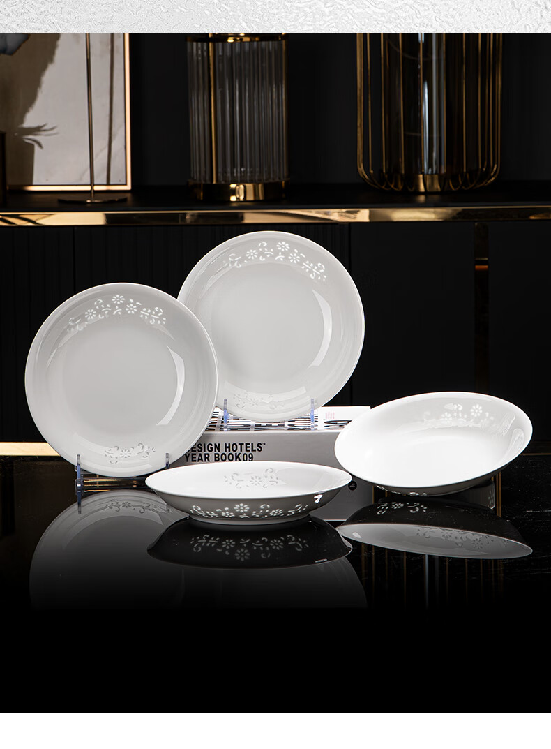 Jingde Story Jingdezhen Exquisite White Porcelain Tableware Underglaze Color Ceramic Bowl and Plate Set Premium Home Dining Set Housewarming Gift 17