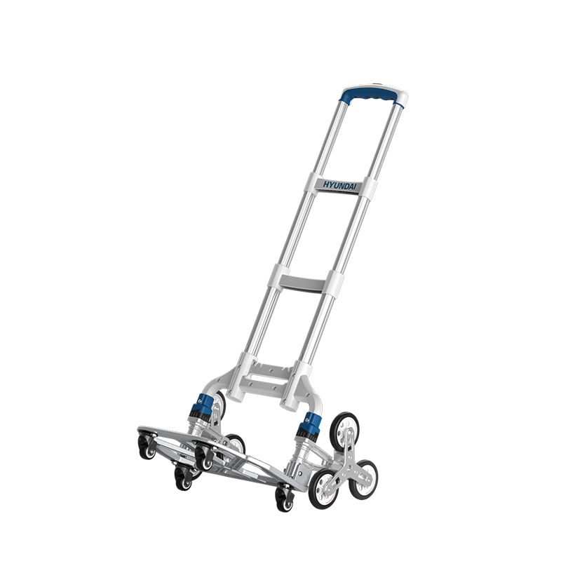 HYUNDAI Aluminum Alloy Folding Hand Cart with Treaded Wheels and Swivel Casters