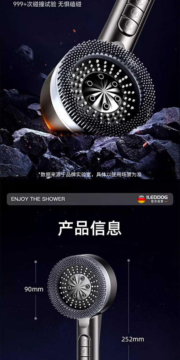 ILeddog [Germany] High-Pressure Shower Head Set with Extra Strong Pressure Bathroom Massage Sprayer TY001 11