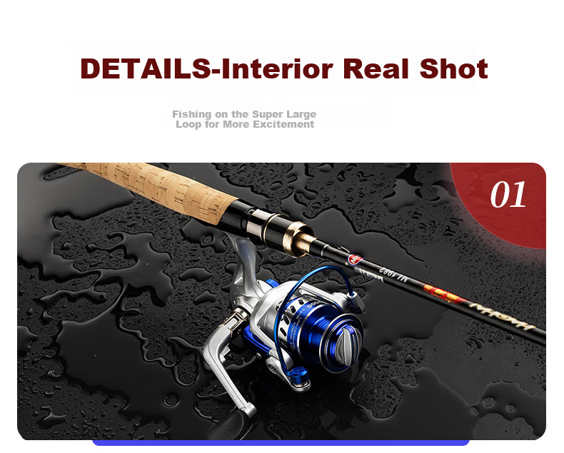 GW Fishing Rod, 1.68 Meters, Haohai Lure Rod Set, ML Action, Straight Handle Spinning Reel Lure Rod Set, Fishing Rod 13
