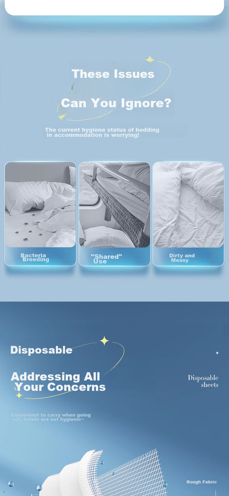 JAJALIN Disposable Bed Sheet, Duvet Cover, Pillowcase, Three-Piece Set, Travel Essentials, Hotel Supplies, Hygienic Single-Person Versio 2