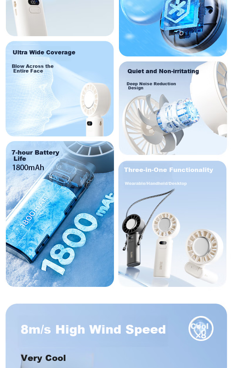 SOTHING Cooling Foldable Handheld Fan Neck Hanging/Handheld/Desktop Foldable All-in-One Built-in Ice Pack Module Hardcore Mecha Design DSHJ-S-2506A 2