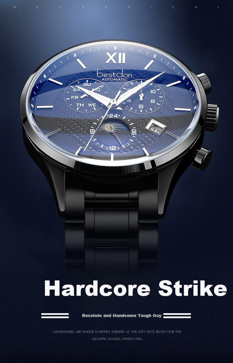 Bestdon Men's Mechanical Watch, Water-Resistant, Luminous, Wristwatch Gift Box for Men, Gift for Boyfriend Or Friend 2