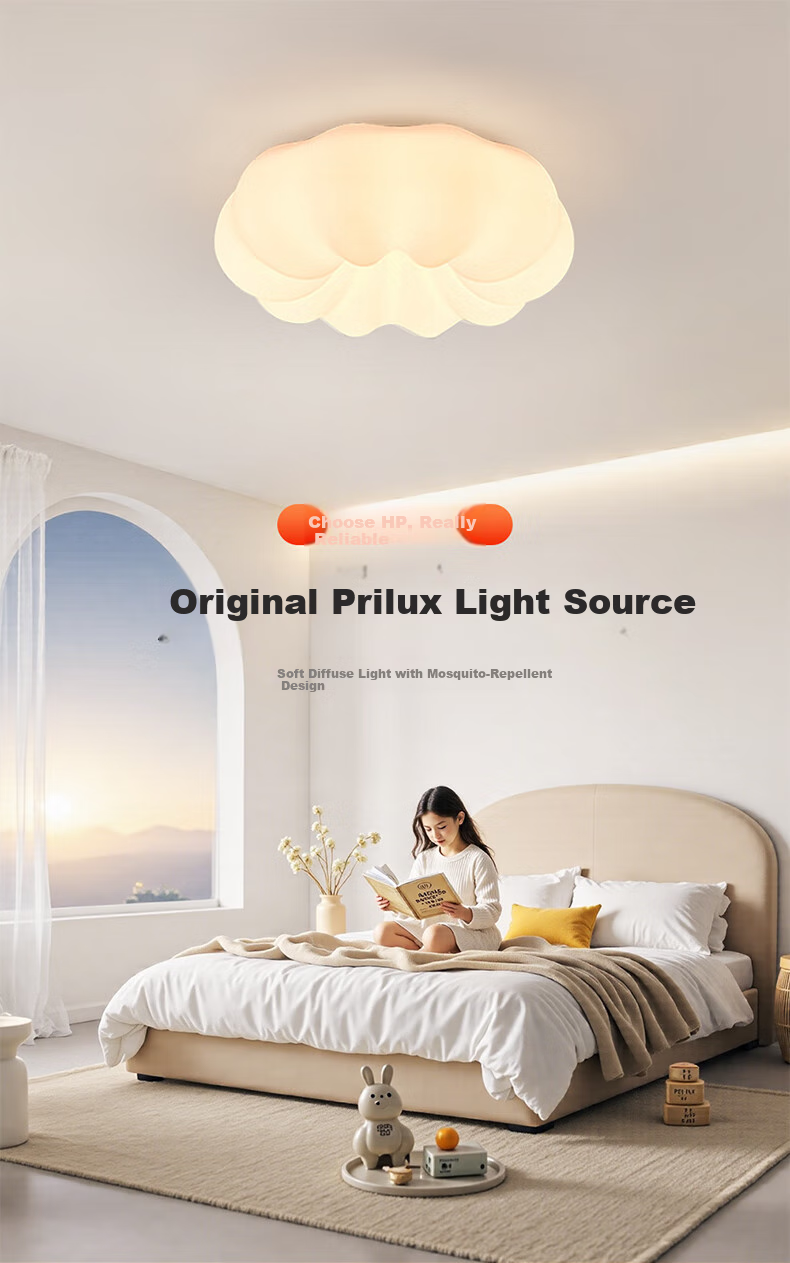 Huipu Bedroom Cloud LED Ceiling Light, Cream Style Pumpkin Children's Room Lamp, Puyu Eye Protection Premium Light Smart Fixture 1