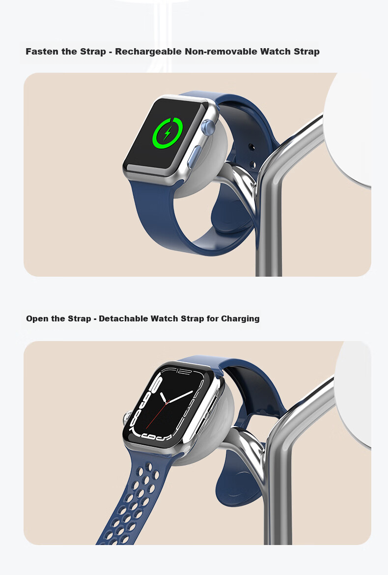 GDGO [Apple MFi Dual Certified] Apple Three-In Wireless Charger, MagSafe Magnetic S12 Watch Four-In MFM Stand, Compatible with 18/17 Pro Max/Air 13