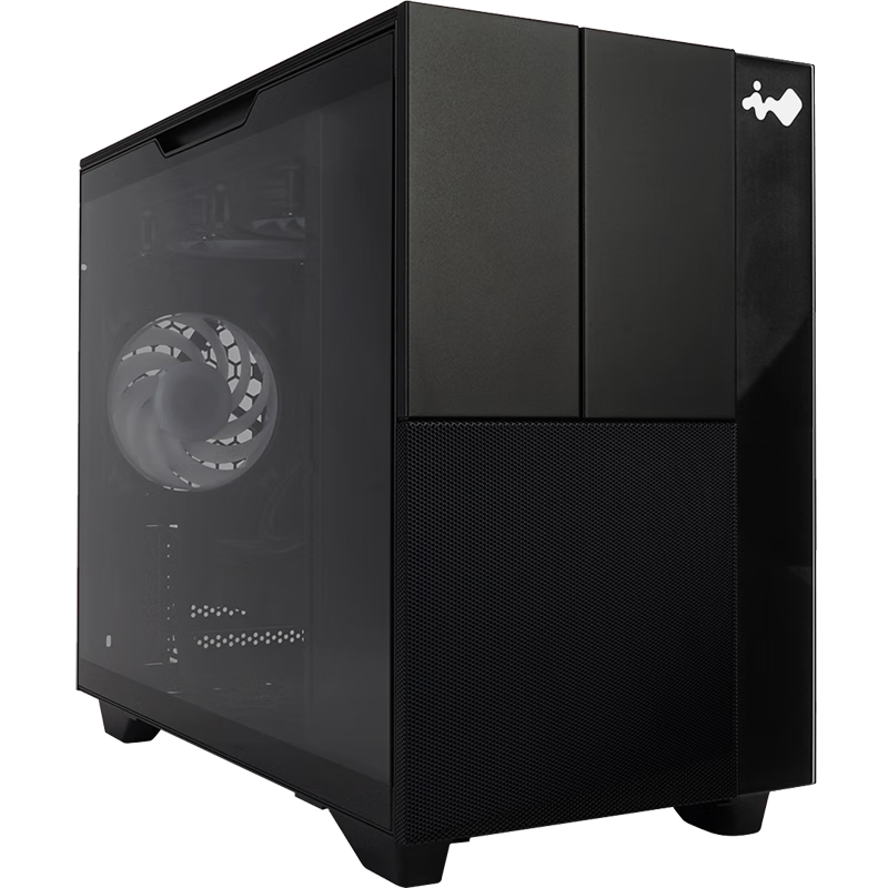 IN WIN F3 Black Gaming Computer Case, Supports MATX Motherboard, Can Be Backlit, Water Cooling Compatible, Long Graphics Card Support, Standard ARGB Fans, 20Gbps Type-C