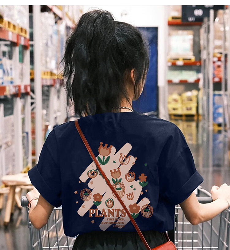 TonLion 2025 Summer Women's Crew Neck Back Graphic Short Sleeve T-Shirt 5