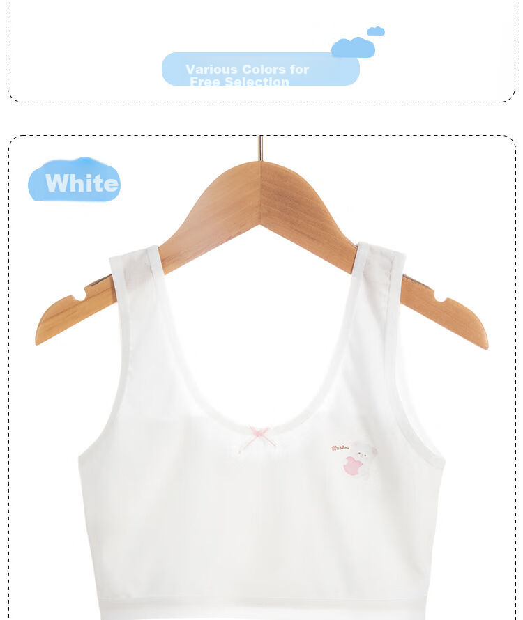 Dingguagua Girls' Underwear, Children's Underwear for Puberty, Summer Vest for Primary School Students, Bra for 9-12 Year Old Girls, Cotton First Stage Brassiere 11
